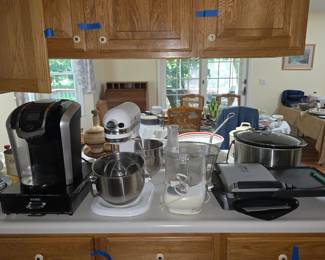 Keurig, Kitchen Aid Mixer, Food Processor, combination George Foreman grill and griddle