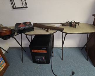 Old School metal tv trays.  Nice heater