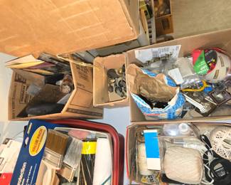 Paint Supplies, brass handles and knobs, string, wheels