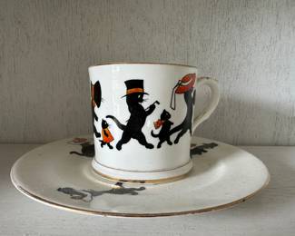 Allerton's Black Cat Cup & Saucer