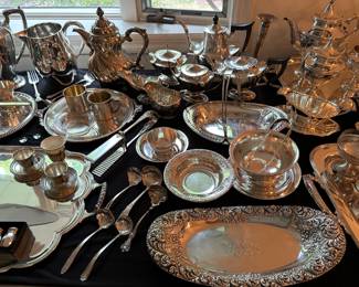 Sterling Silver Coffee / Tea Sets, Large Platters, Pitchers, Gravy & Sauce Boats, Demitasse Cups & Saucers, Sherberts, Baby Cups, Porrigers, Asparagus Tongs, Serving Utensils, Flatware & More!