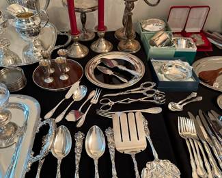 Sterling Silver Coffee / Tea Sets, Large Platters, Pitchers, Gravy & Sauce Boats, Demitasse Cups & Saucers, Sherberts, Baby Cups, Porrigers, Asparagus Tongs, Serving Utensils, Flatware & More!