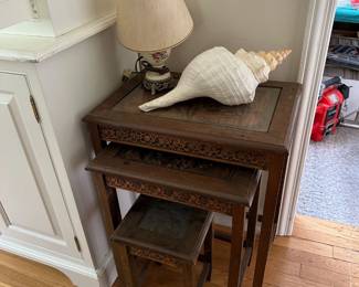 Nested Carved Asian Tables