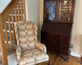 Bookcase Secretary, High Back Arm Chair