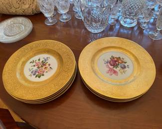 Heinrich & Co. Selb Bavaria Heavily Gold Encrusted Plates w/ Floral Center