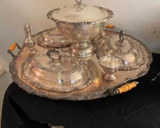 CRAZY LARGE LAZY SUSAN SILVER PLATE