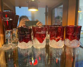 Antique early 1900's Ruby Flash Glass