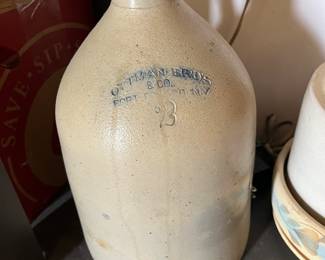 Many antique 180's stoneware cocks and jugs