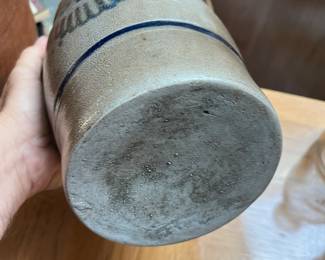 Antique blue slipware crocks and stoneware