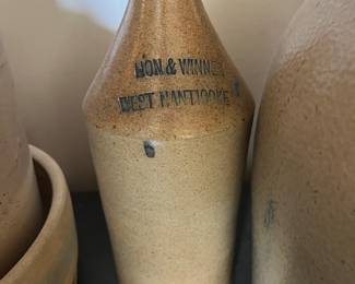 Many antique 180's stoneware cocks and jugs