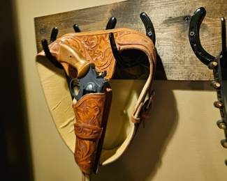 Leather holster, replica gun