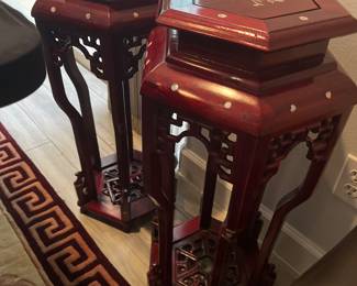 Chinese carved plant stands