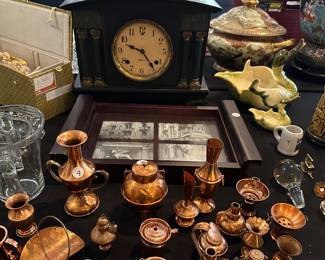Vintage clock & cooper pieces 