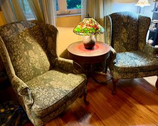 Wing Back Chairs 31"W x 29"D x 43"H , Lamp previously sold