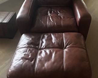 Leather Chair and Ottoman