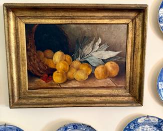 Blue and white historical transfer plates