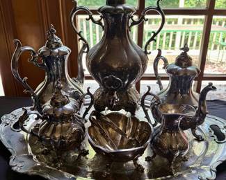 Silver plate service and tray 