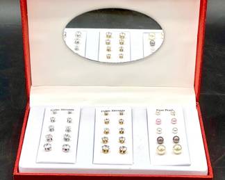 Cubic Zirconia & Faux Pearl Earrings