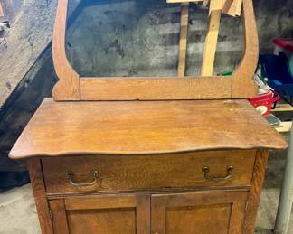 Antique Wash Stand Dresser With Towel Rack