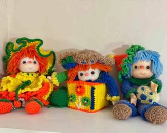 (3) Vintage Dumplin Dolls Crochet Dolls