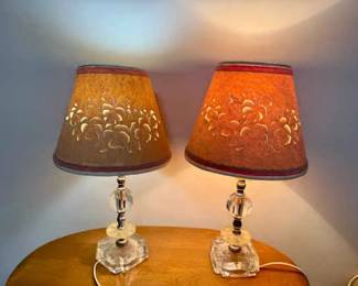 (2) Vintage Lamps With Floral Cutout Shades