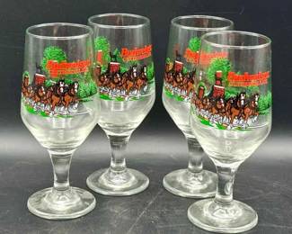 (4) Budweiser Clydesdales Glasses