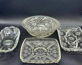 (4) Vintage Clear Glass Dishes