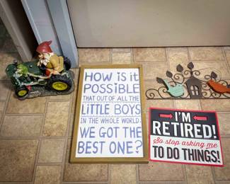 Gnome on a Tractor & Signs