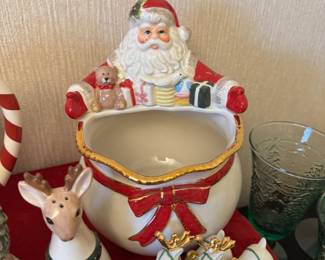 Delightful Christmas dishware - love the Santa and reindeer salt/ pepper shakers!