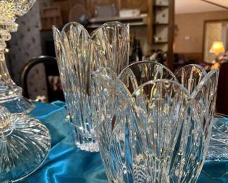 Gorgeous BLOCK crystal vase and covered biscuit jar