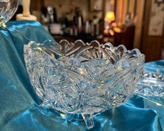 Cut crystal candy dish