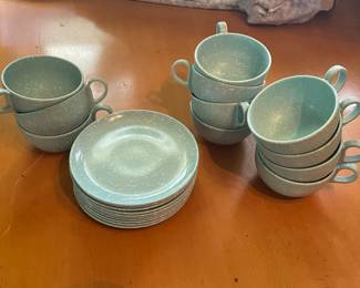 Vintage Lu-Ray Pastels Turquoise Tea Cup And Saucer