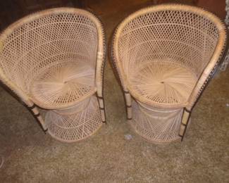 pair wicker reed chairs