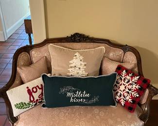 Settee, pottery barn pillows 