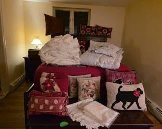 Queen bedding , decorative pillows 