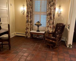 Custom curtains , Antique Rocker, Tiffany…