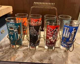 Vintage Libby glasses & stand (have 3 extra glasses)