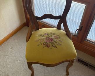 Vintage needle point 100 year old chair