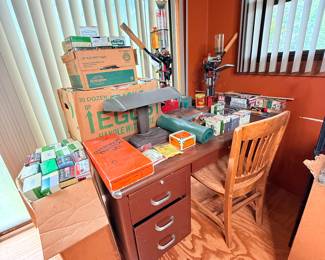 Shotgun Shells, Re-loaders, Metal Desk and Miscellaneous 