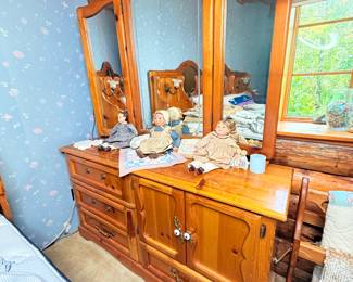 Wooden Dresser and Mirror