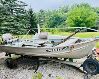 14 Foot Aluminum Fishing Boat and Trailer....Trailer Not Towable in Current Condition 