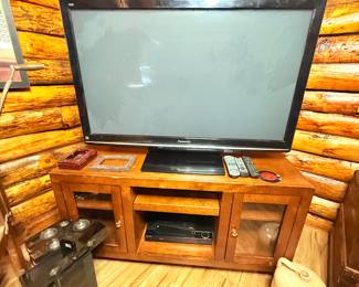 Panasonic Flat Screen and Wooden Stand