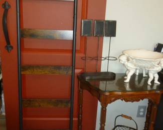 decorative ladder & vintage carved 1/2 table
