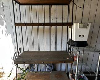Wood and metal bakers rack $68