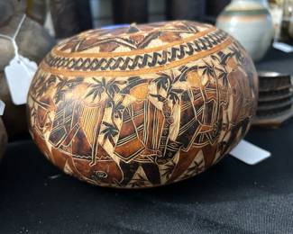 Painted carved gourd