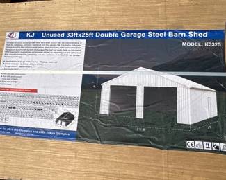 33x25 Double Garage Steel Barn Shed