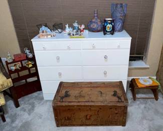 Dresser, toy box, stool, and more