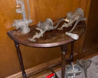 Talk about built to last, these grinders and more are going to be here another 100 years, and the cute table they are one....