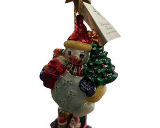 Christopher Radko Blown Glass Snowman Ornament with Stand Jack in the Box Gifts