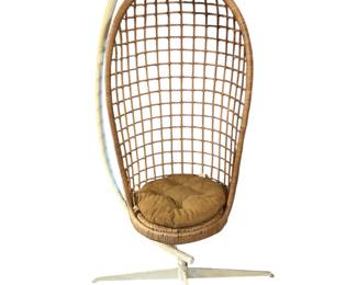 Hanging Wicker Pod Chair with Original Metal Stand